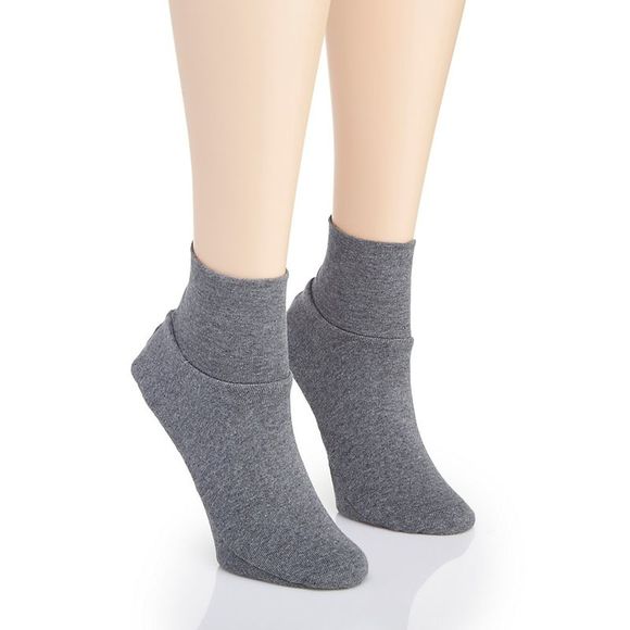 Cottonique Latex Free Organic Cotton Booties - 2 Pack -  Melange Grey  M27700 - Picture 1 of 1